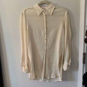 VINTAGE Cream Blouse Button Up